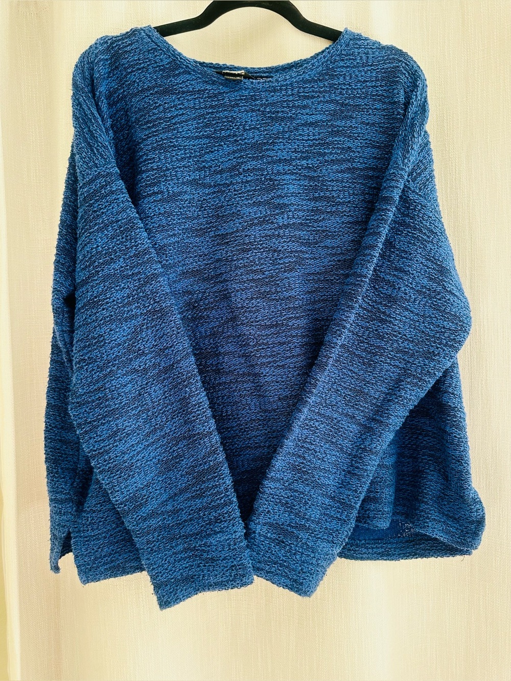 Eddie Bauer Women’s Blue Textured Knit Boat Neck Sweater, XL